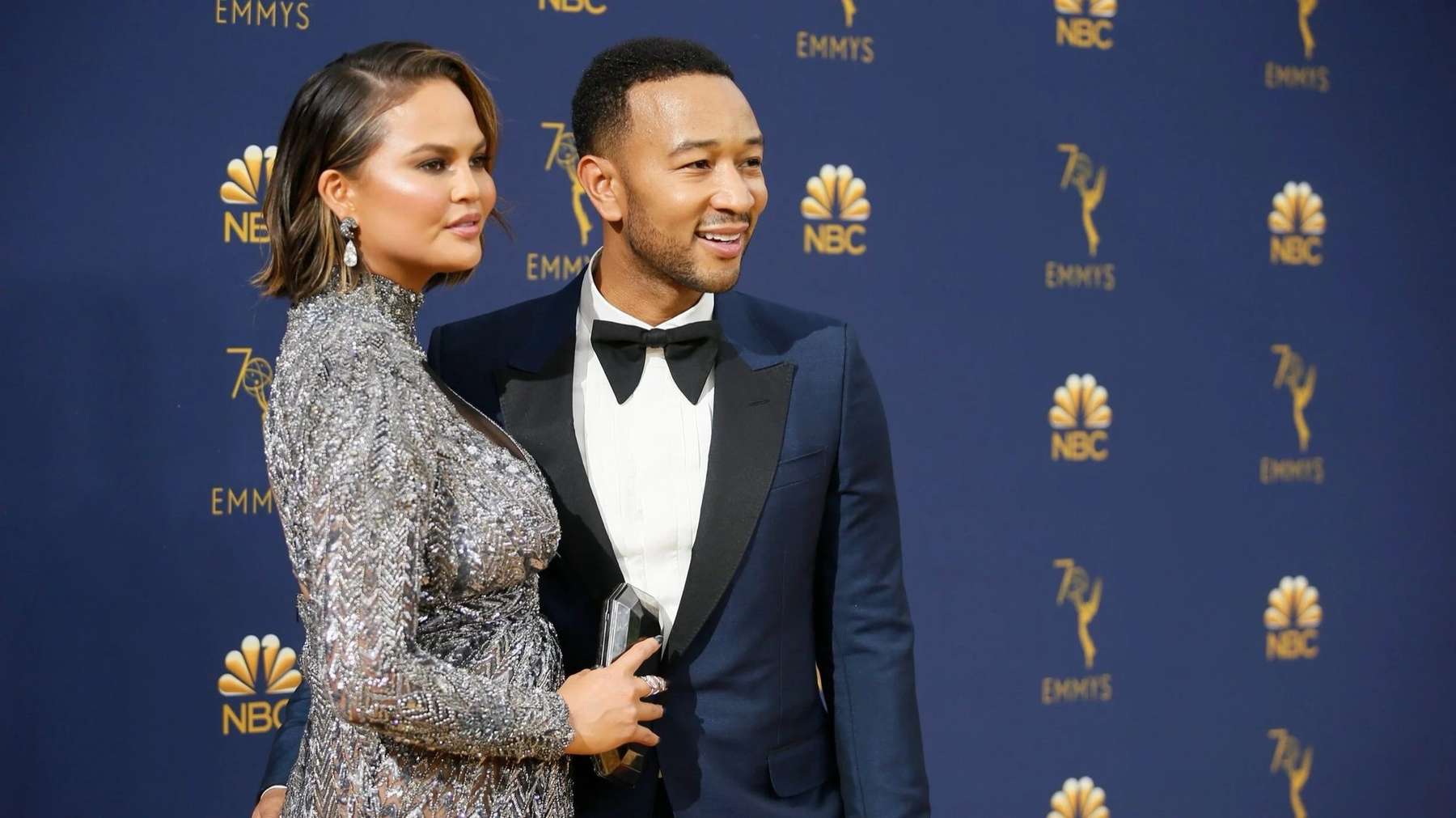 John Legend and Chrissy Teigen at the Emmy Awards